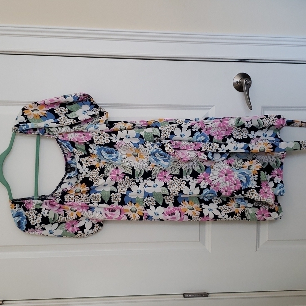 Junior's Lily Rose Short Sleeve Blue & Pink Floral Dress - Size 2X